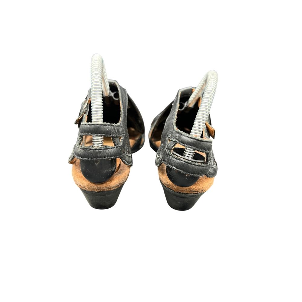 🖤 Cobb Hill Black Leather Caged Slingback Sandals Low Block Heel Retro Chic Y2K - Picture 2 of 5